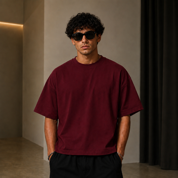 MAROON BOXY FIT - BASIC TEE