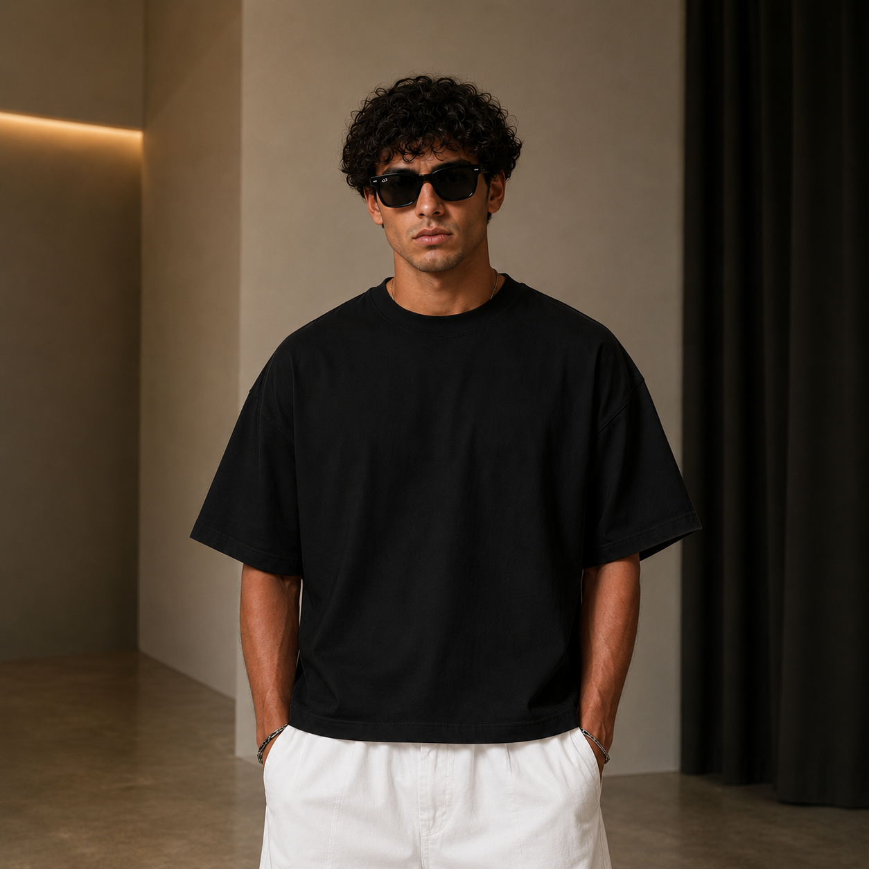 BLACK BOXY FIT - BASIC TEE