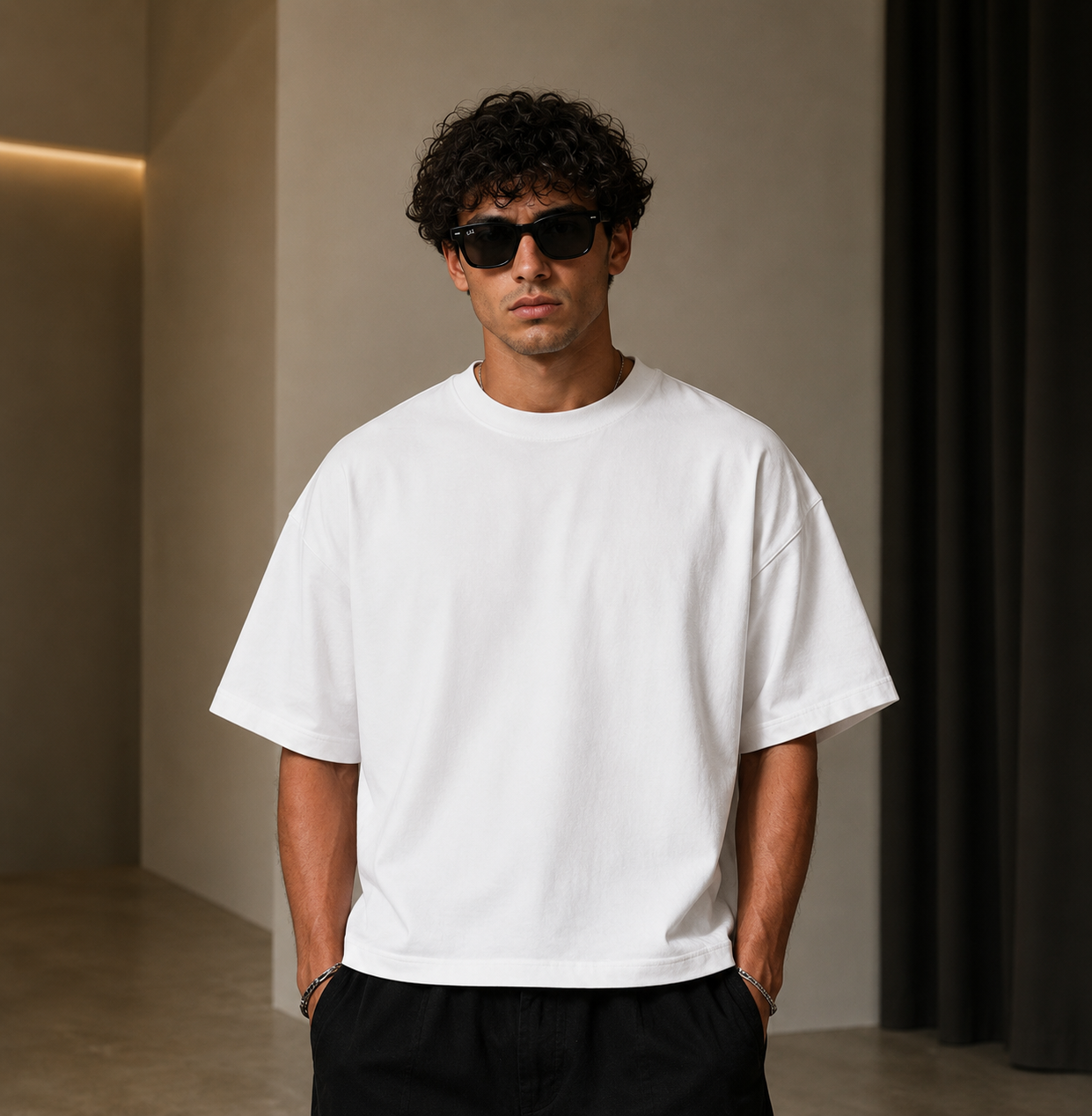 WHITE BOXY FIT - BASIC TEE